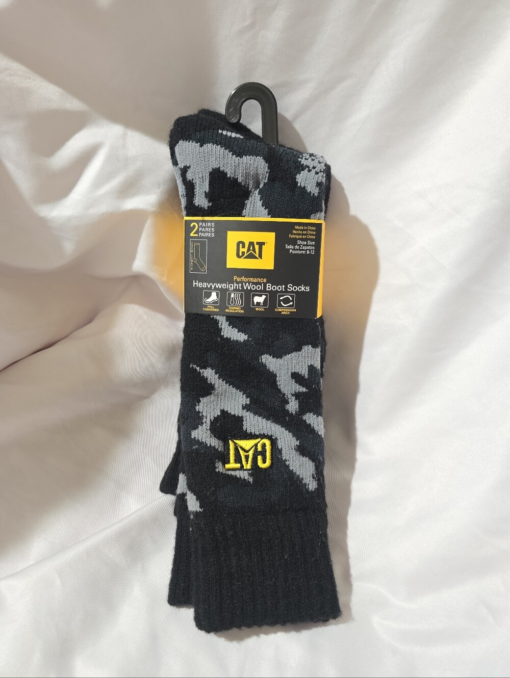NWT Caterpillar Performance Men's 2 Pair Heavyweight Wool Blend Boot Crew Socks
